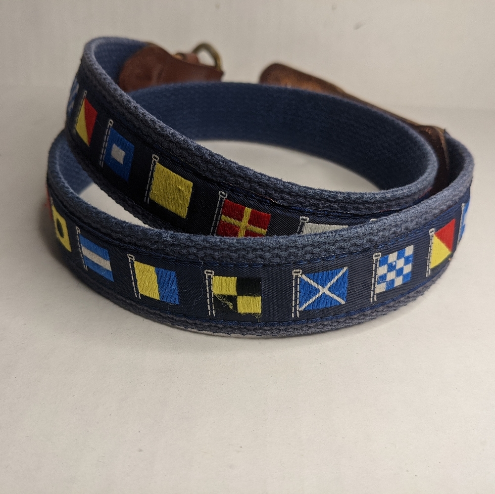 Vintage Flag Belt Men’s Leatherman/Handmade in Essex CT Size 36 Brass Buckle